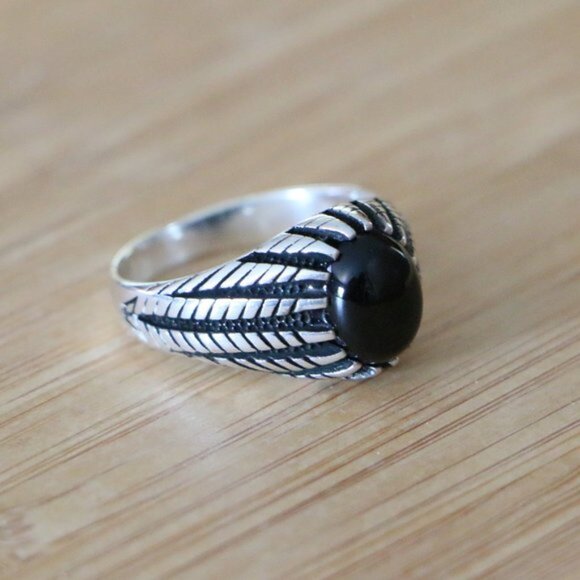 Sterling Silver Men's Rings With Black Onyx - Picture 5 of 9